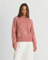 Amber | Marled Knit Crew Neck Raglan Sleeve Relaxed Top