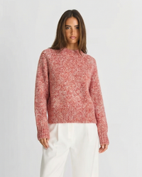 Amber | Marled Knit Crew Neck Raglan Sleeve Relaxed Top