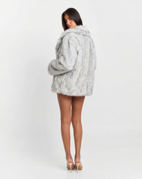 Lois | Grey Faux Fur Shawl Collar Jacket