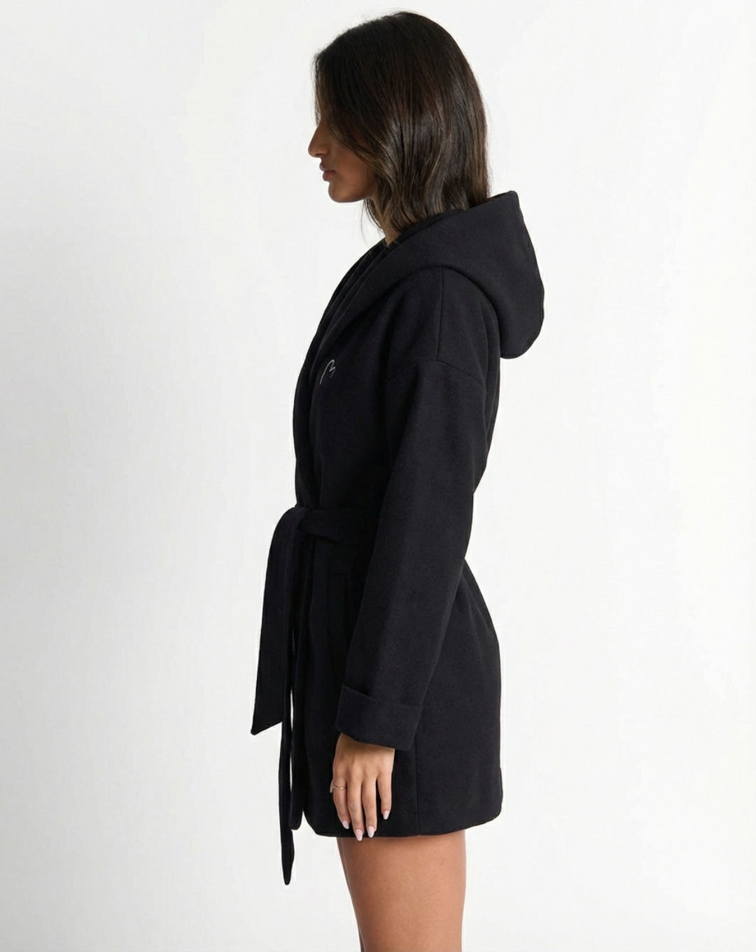 Sable | Black Blazer Belted Hooded Oversized Long Sleeve