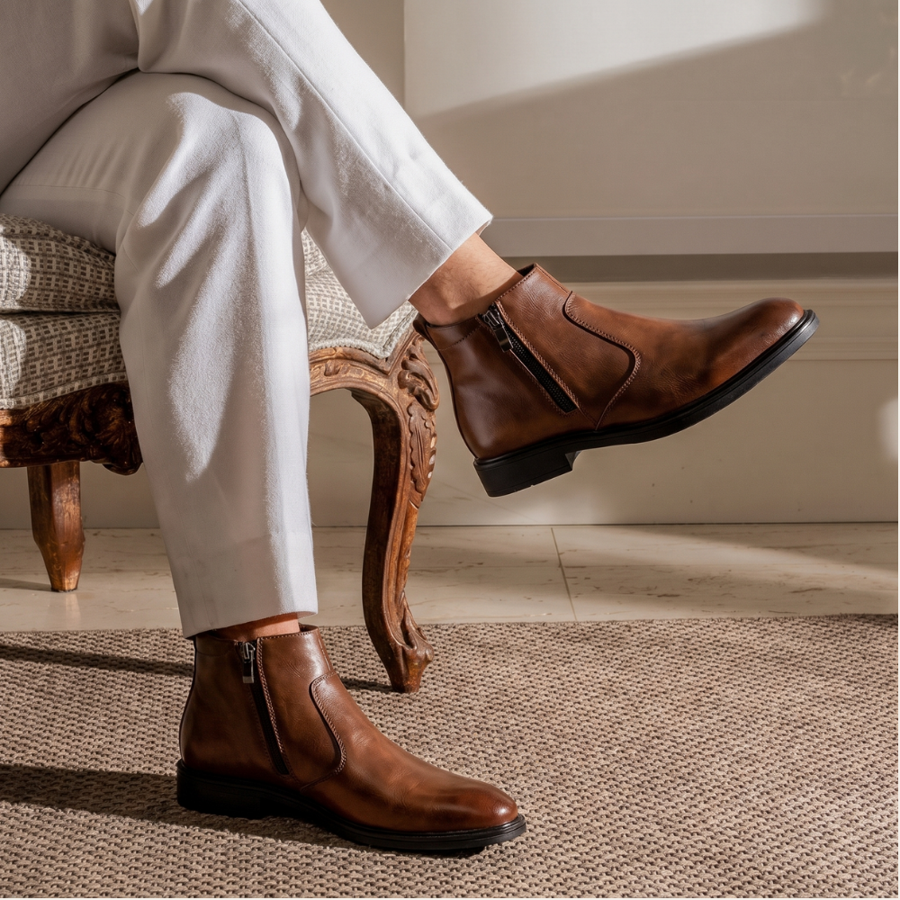 Kael men's leather Chelsea boots, view 2