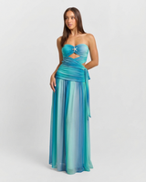 Abigail | Ombre Strapless Ruched Waist Cut-Out Maxi Dress