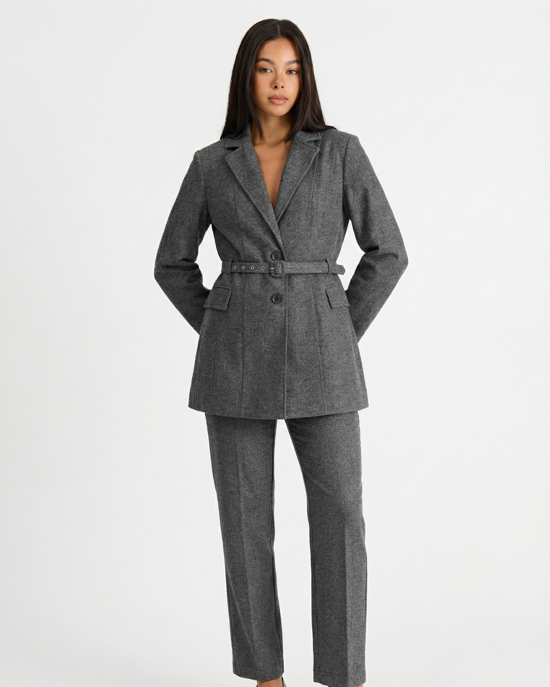 Chloe | Belted Blazer Tailored Trouser Suit Set