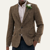 Cuthbert herringbone tweed blazer in Brown