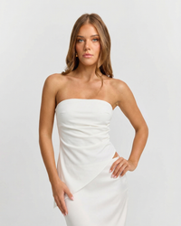 Bridget | Asymmetric Draped Strapless Bandeau Top