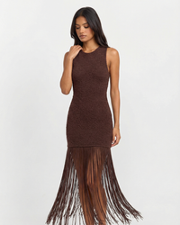 Xanthe | Fringe Hem Round Neck Sleeveless Bodycon Boho Dress