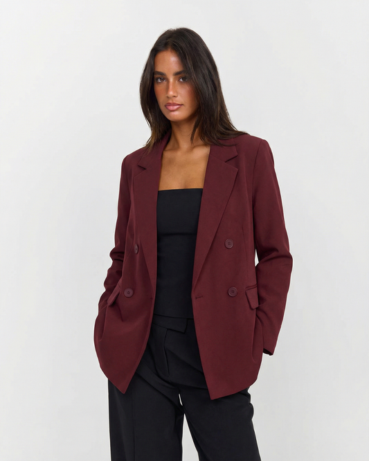 Elise | Smart Casual Double Breasted Blazer Red