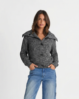 Hannah | Chunky Marled Knit Wide Collar Toggle Button Relaxed Cropped Cardigan