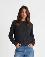 Esme | Crew Neck Ribbed Long Sleeve Relaxed Cropped Knit Top