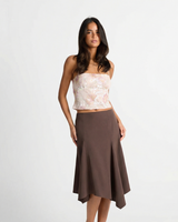 Eliza | Asymmetric Hem Panelled Midi Skirt