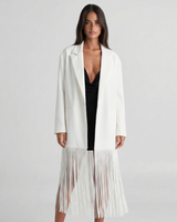 Sophia | Fringe Hem Longline Oversized Blazer