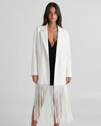 Sophia | Fringe Hem Longline Oversized Blazer