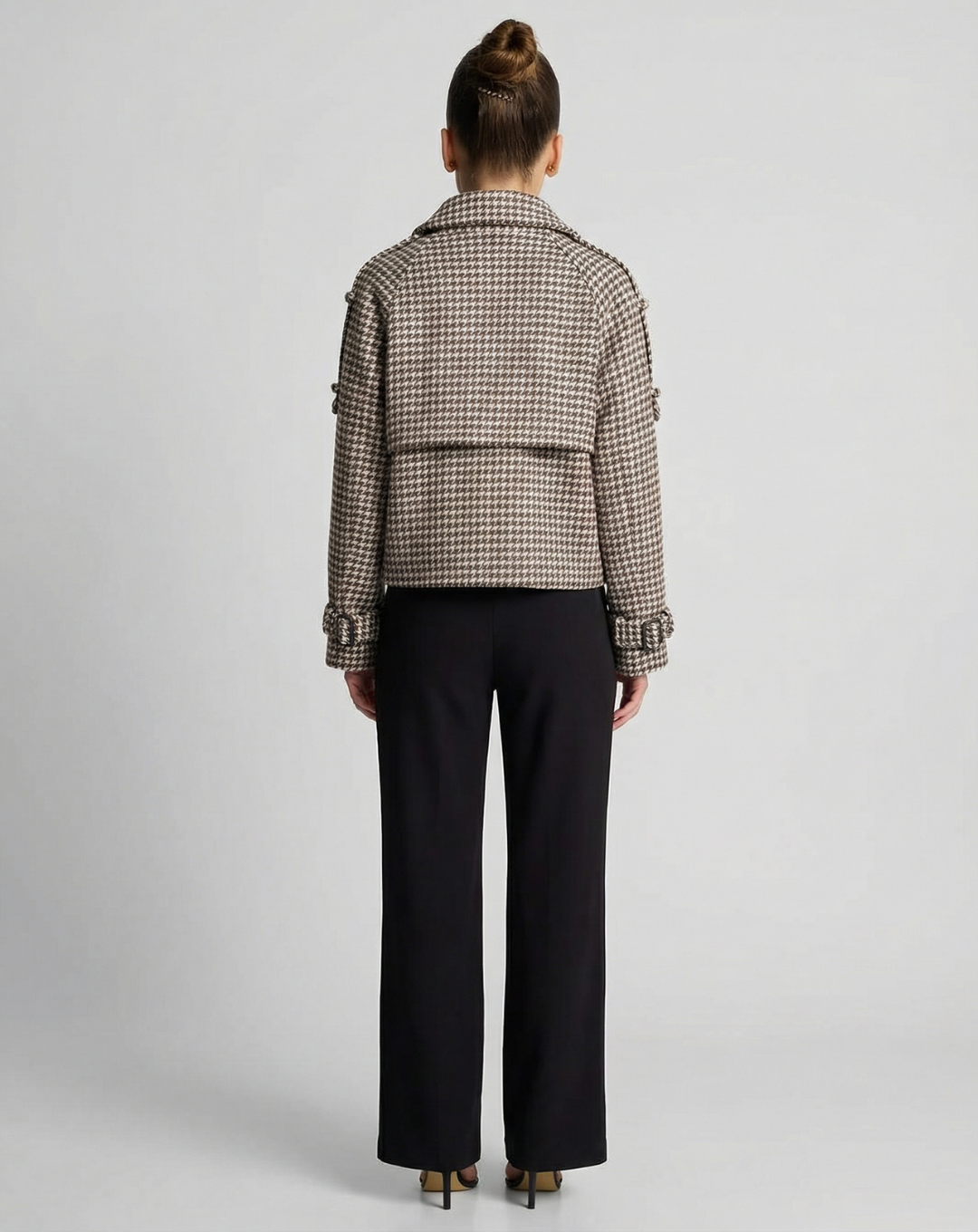 Clara | Houndstooth Cropped Trench Coat