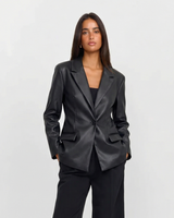 Charlotte | Faux Leather Tailored Blazer
