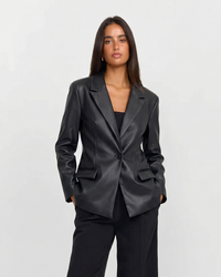 Charlotte | Faux Leather Tailored Blazer