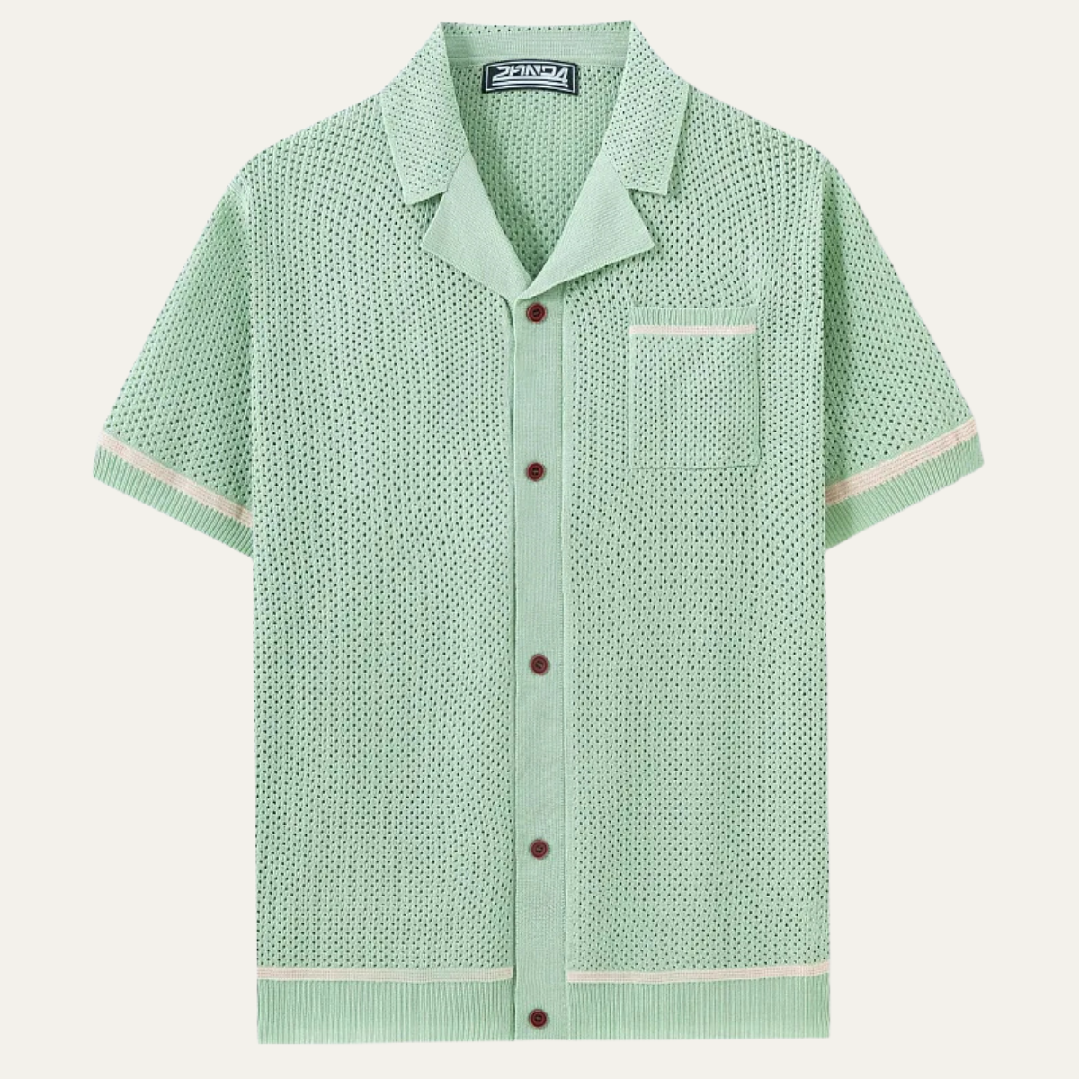 Sage knit shirt detail view 1
