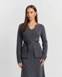 Lyla | Notched V-Neck Soft Knit Co-ord Set
