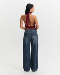 Thea | Wide Leg Diagonal Seam Jeans