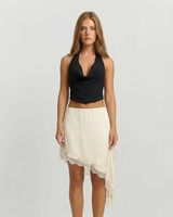 Zara | Lace Trim Asymmetric Slip Skirt