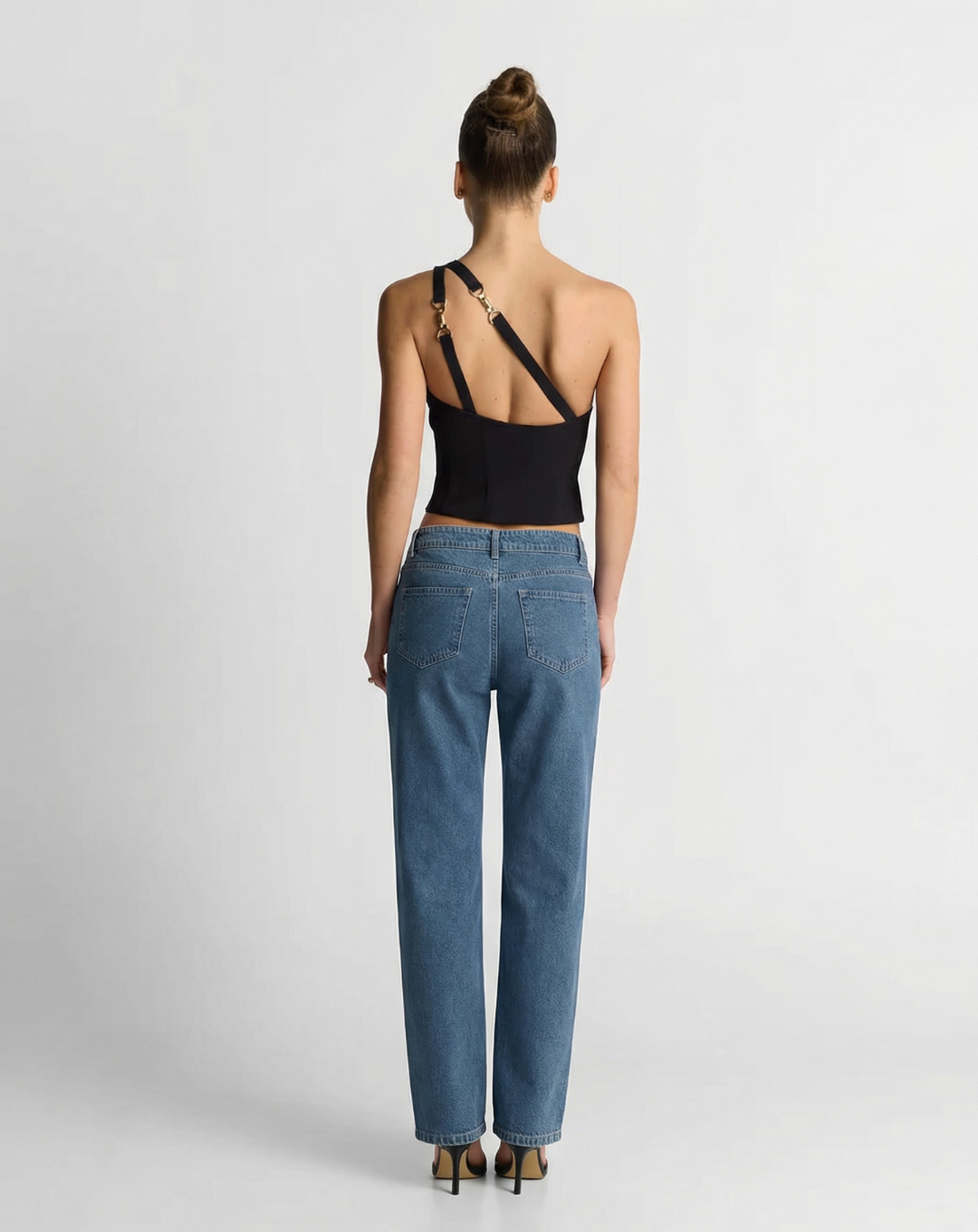 Liv | Wide Leg Jeans Light Blue High Waisted Embellished Straight