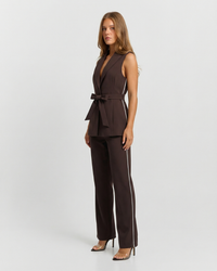 Heidi | Sleeveless Blazer Wide Leg Trousers Set