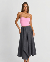 Darcie | Asymmetric Hem A-Line Midi Skirt