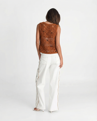 Rosie | Brown Beaded Crochet Vest