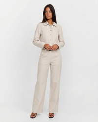 Megan | Linen Cropped Jacket Straight Leg Co-ord Set