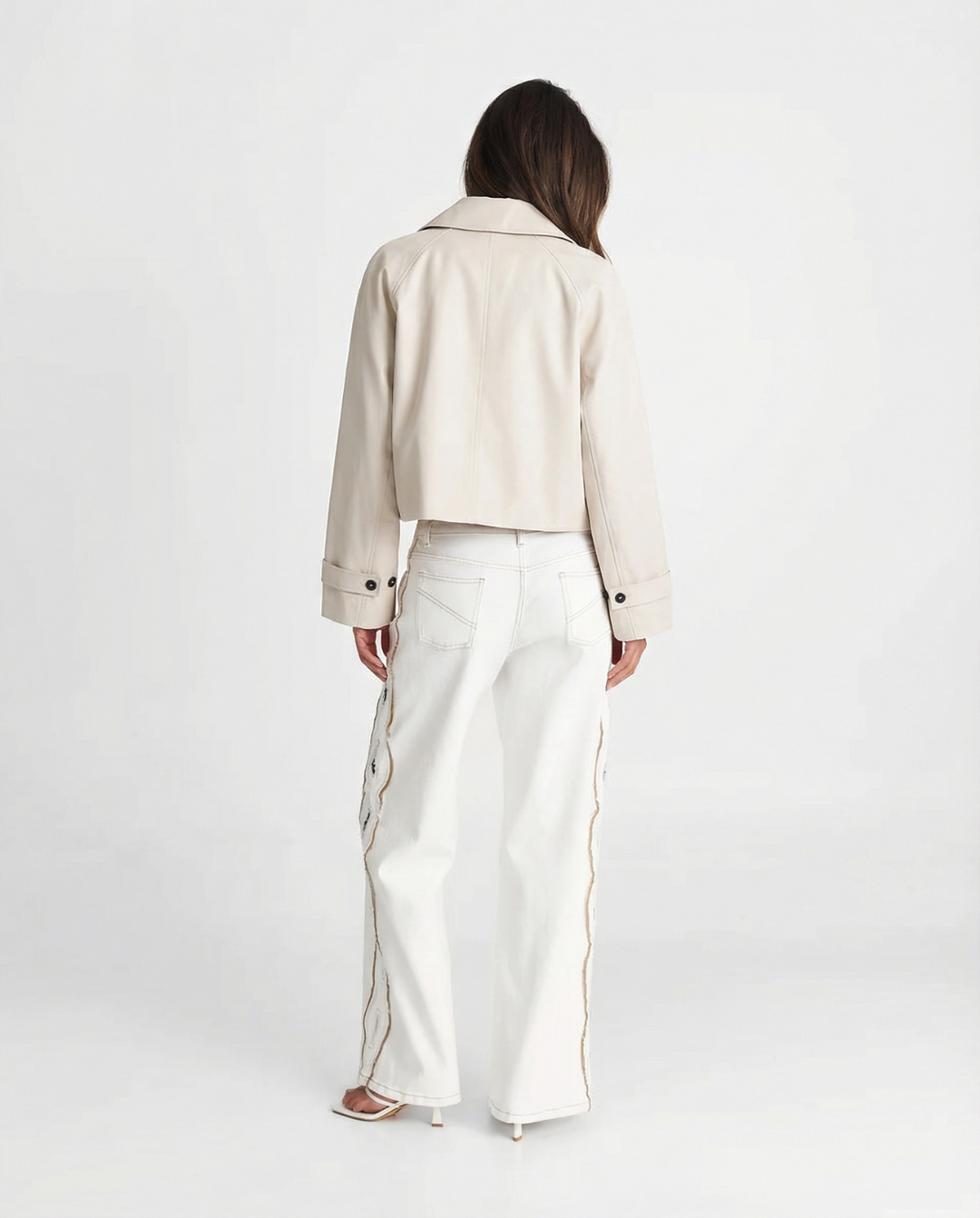 Lily | Cream Cropped Button-Front Jacket