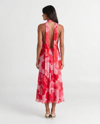 Ayla | Floral Print V-Neck Chiffon Midi Dress