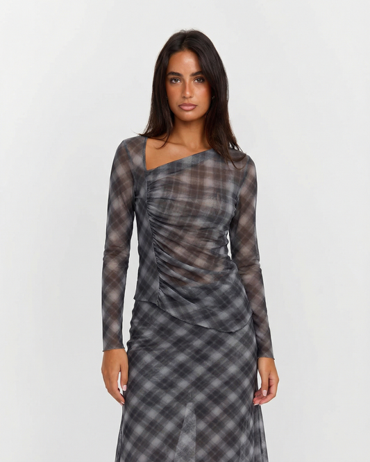 Maya | Grey Check Patterned Co-ord Set