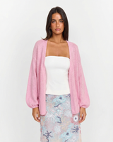 Rosie | Balloon Sleeve Open Front Ribbed Cuff Relaxed Cropped Knit Cardigan