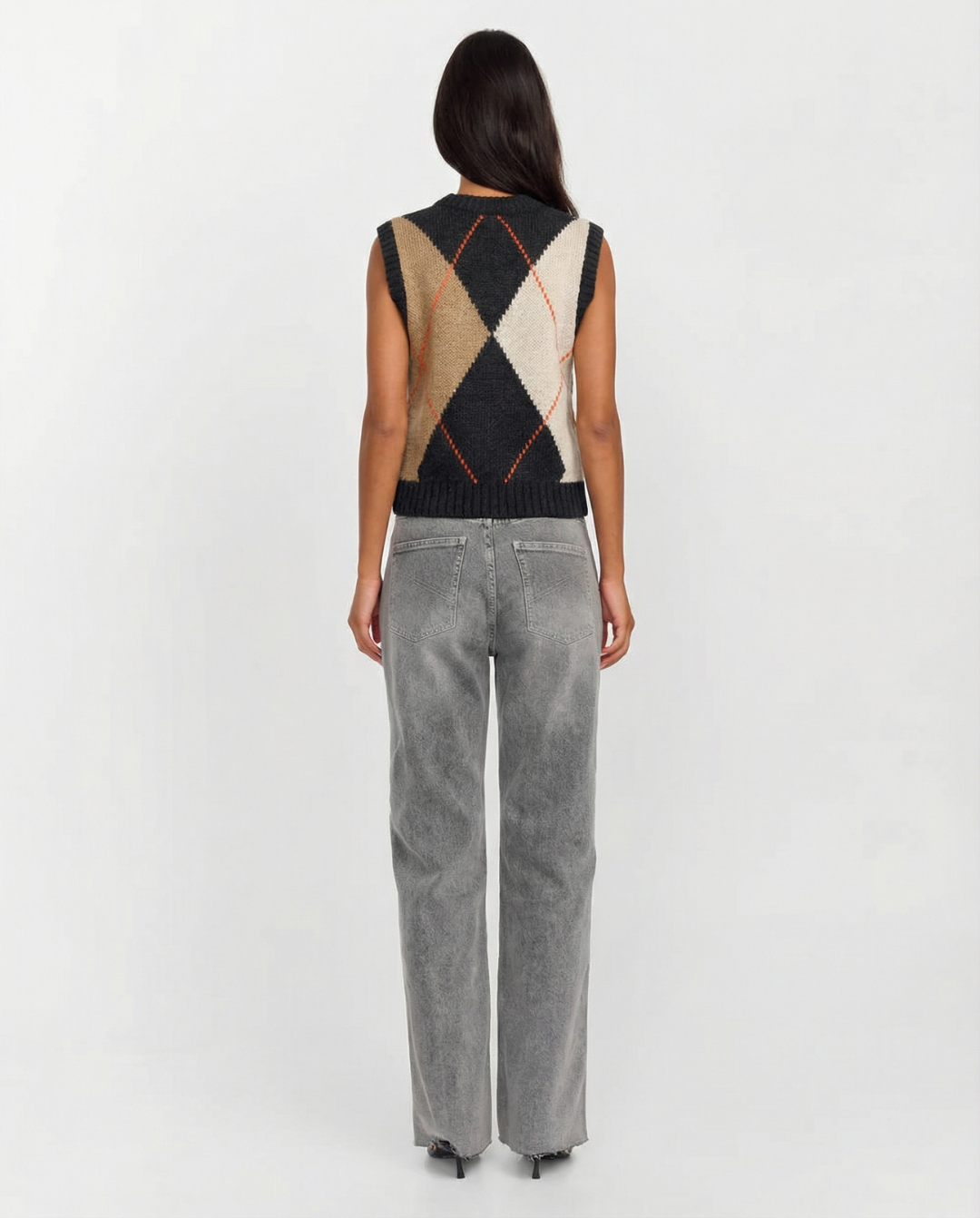 Martha | Argyle Knit Sweater Vest