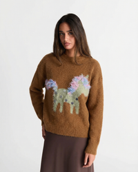 Cecilia | Relaxed Fluffy Knit Pony Print Top