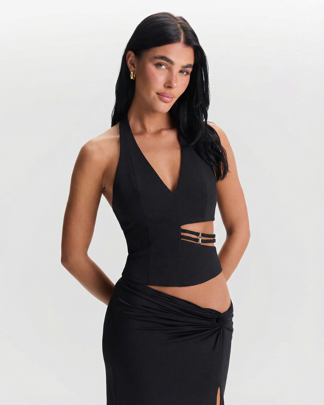 Dulcie | Cut-Out Buckle Detail Halter Top