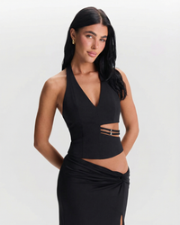 Dulcie | Cut-Out Buckle Detail Halter Top