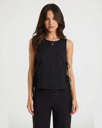 Eliana | Side Tie Crew Neck Cropped Tank Top