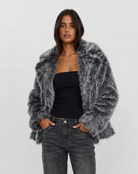 Aurora | Wide Lapel Shaggy Faux Fur Jacket