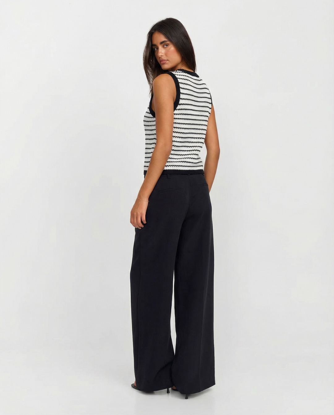 Naomi | Striped Button-Front Sweater Vest