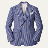 Luca | Notch Lapel Striped Double Breasted Blazer