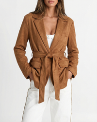 Lily | Belted Brushed Fabric Blazer