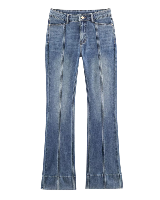 Fleur | Flared Jeans Light Blue High Waisted Seam Detail