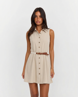 Alicia | Collared Button-Front Belted Shirt Mini Dress