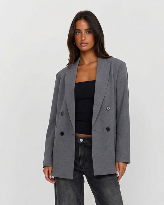 Maren | Smart Casual Double Breasted Blazer Grey
