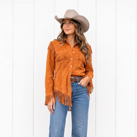 Carys shirt jacket fringe detail