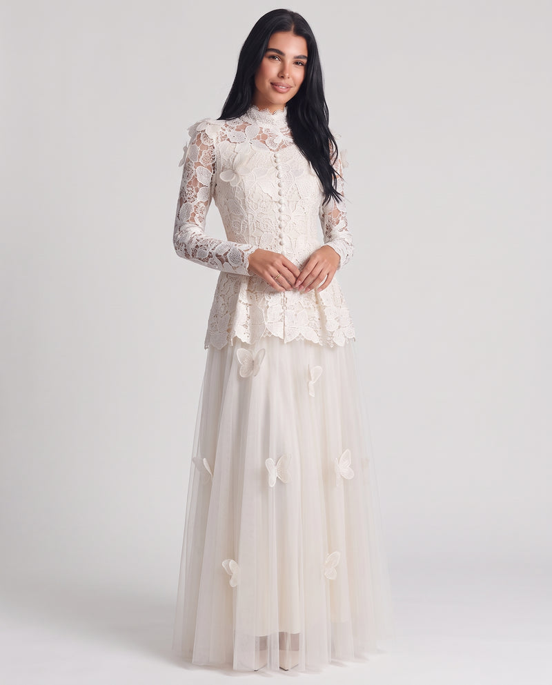 Amabel Long Sleeve Lace Maxi Dress White