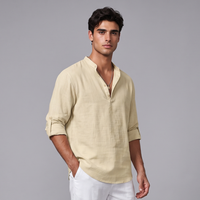 Kermit | Cotton Linen Long Sleeve Henley Shirt