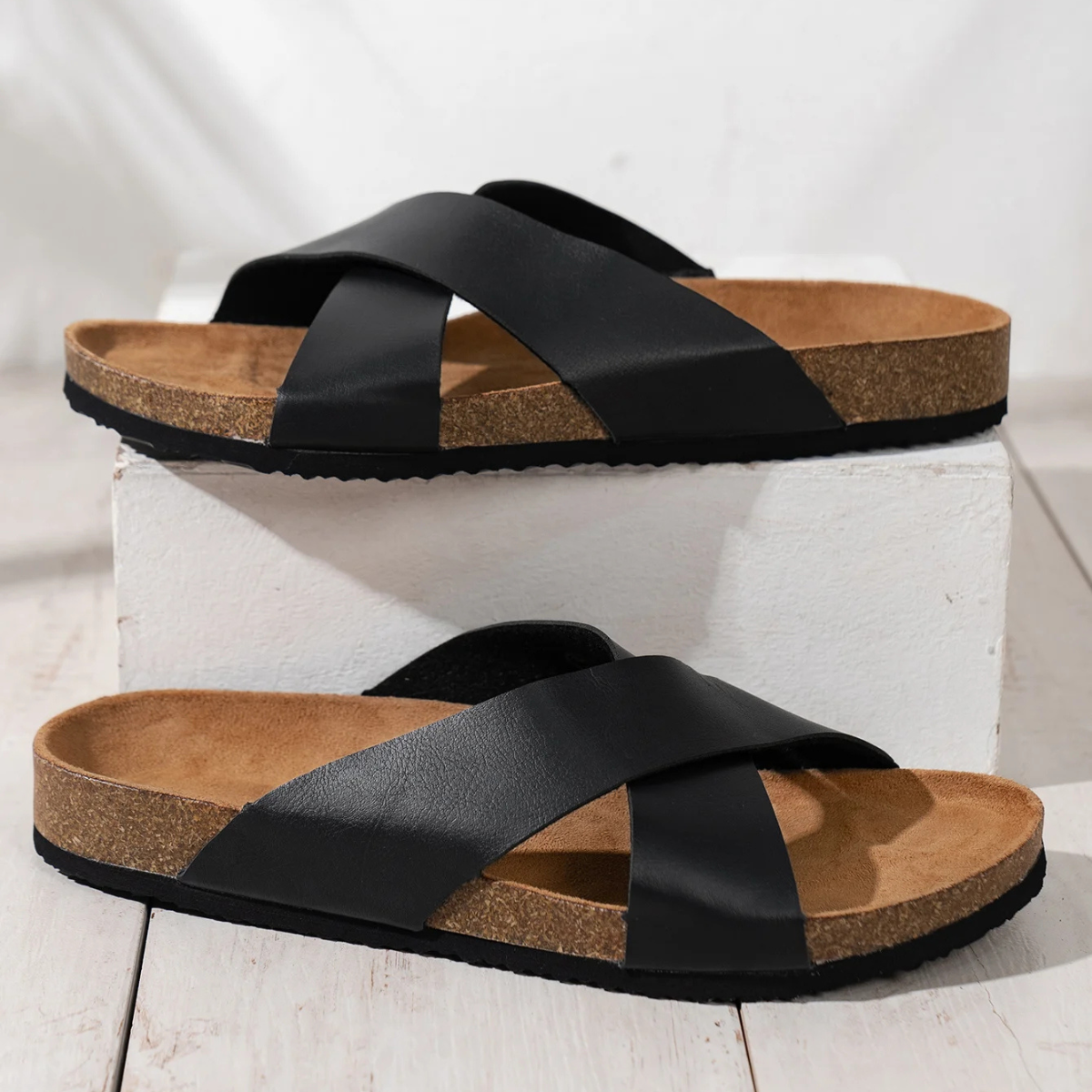 Byron | Men's Cross Strap Slide Sandals