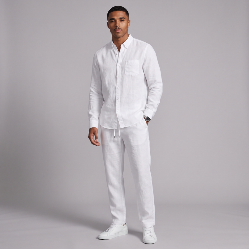 Victor | Linen Blend Shirt and Trousers Two Piece Set