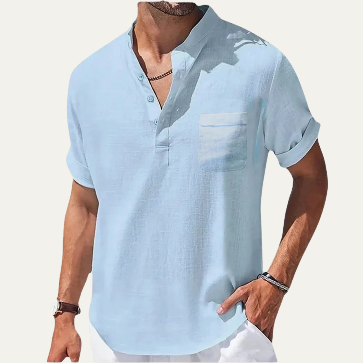 Damon henley shirt Light Blue